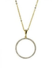 Load image into Gallery viewer, Gold Open Circle Cubic Zirconia Pendant
