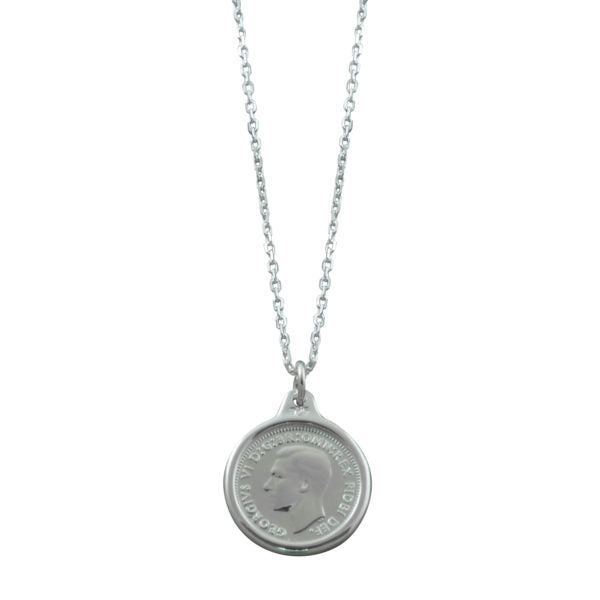 Adjustable Chain Necklace with Threepence Coin