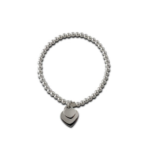 Stretchy Bracelet With Double Heart Charm