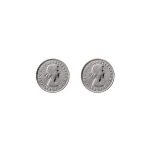 Silver Threepence Stud Earrings