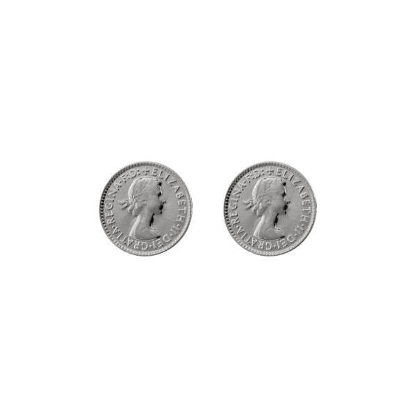 Silver Threepence Stud Earrings