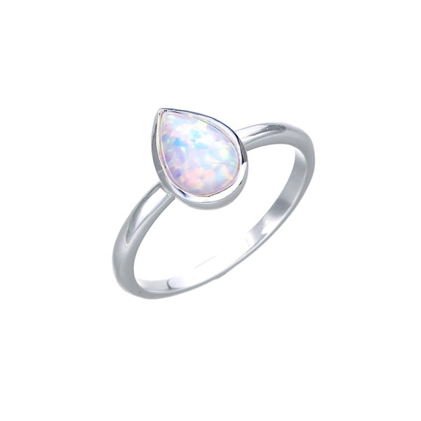Pear White Czelline Opal Ring