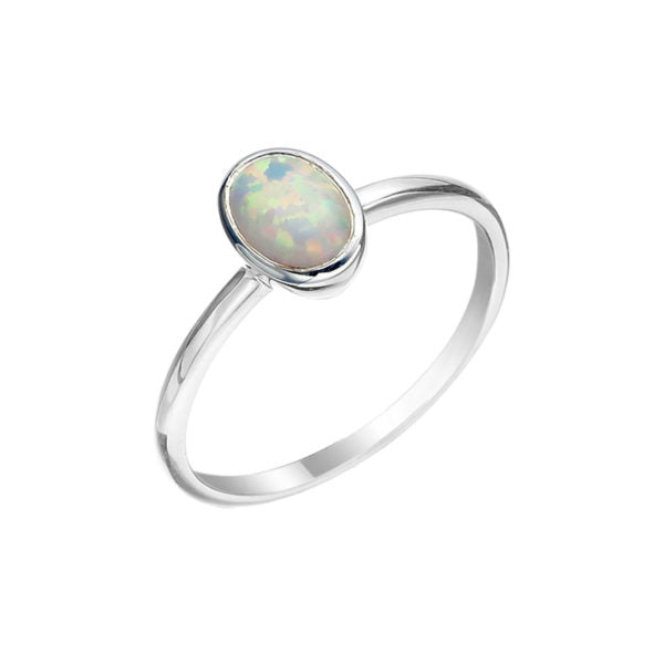 Small Oval Silver Czelline Opal Ring