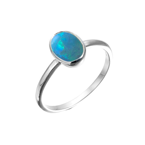 Oval Blue Czelline Opal Ring