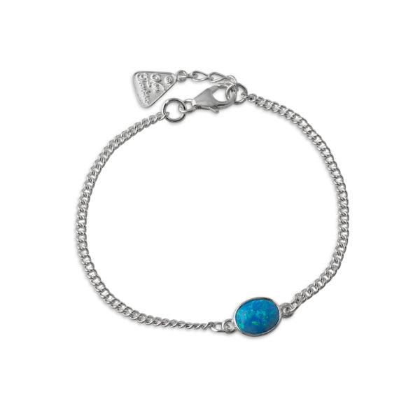 Blue Oval Czelline Opal Curb Bracelet