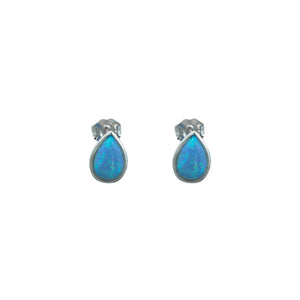 Pear Shaped Blue Czelline Opal Studs