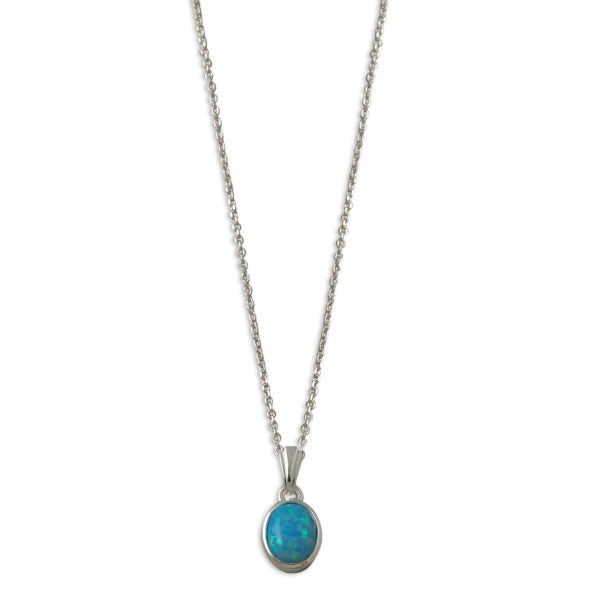 Oval Blue Czelline Opal Fine Belcher Necklace
