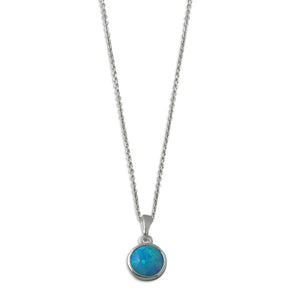 Fine Necklace with Round Blue Czelline Opal