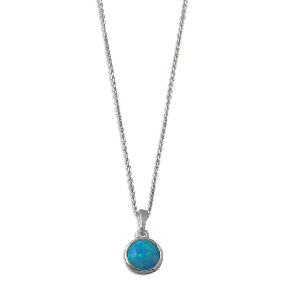 Fine Necklace with Round Blue Czelline Opal