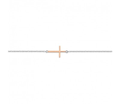 Silver & Rose Plate Cross Bracelet