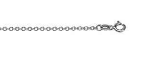White Gold Hammered Cable Chain 45cm
