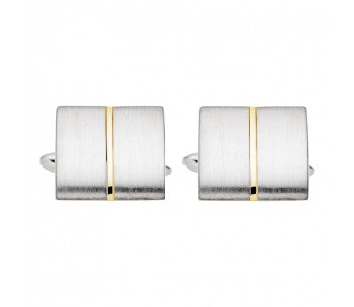 Men's Stainless Steel Cufflinks with Gold Detailing