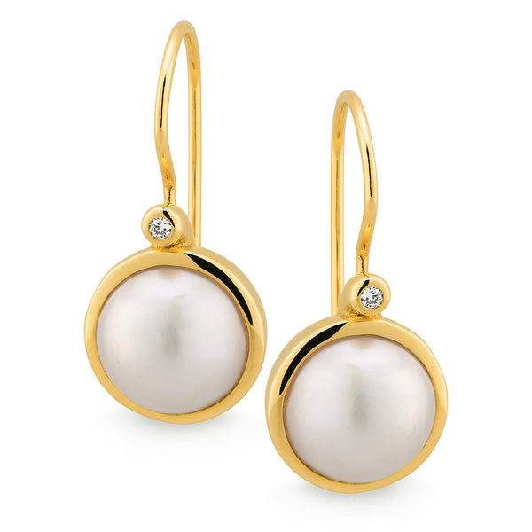 Mabe Pearl & Diamond Earrings