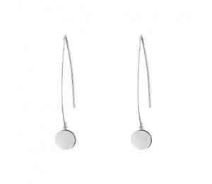 Silver Open Hook Earrings with Disc Feature