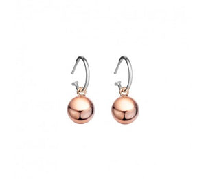 Sterling Silver Rose Plate Ball Drop Earrings