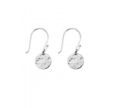 Hammered Silver Disc Earring