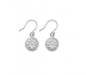 Silver Filigree Circle Drop Earrings