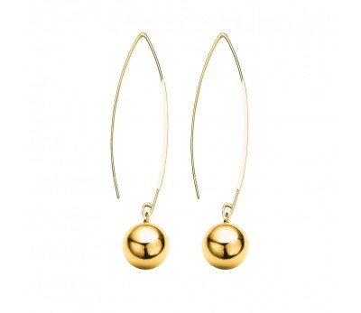 Elegant 10mm Ball Gold Drop Earrings