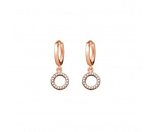 Open CZ Circle Drop Rose Gold Huggie Earrings