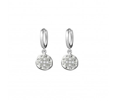 Silver Huggies featuring Star Cubic Zirconia Disc