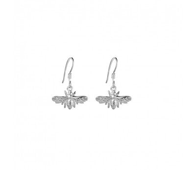 Silver Bee Drop Earrings
