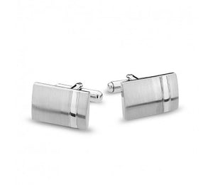 Men's Brushed Cufflinks with Line Detailing