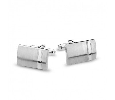 Men's Brushed Cufflinks with Line Detailing