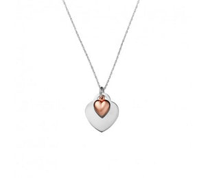 Double Heart Necklace - Two Tone