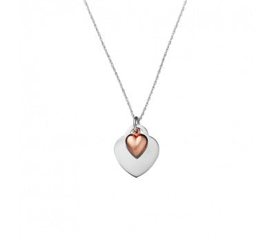 Double Heart Necklace - Two Tone