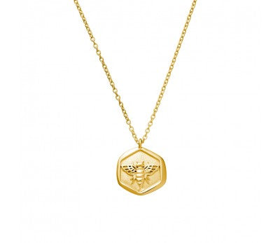 Gold Hexagon Bee Necklace