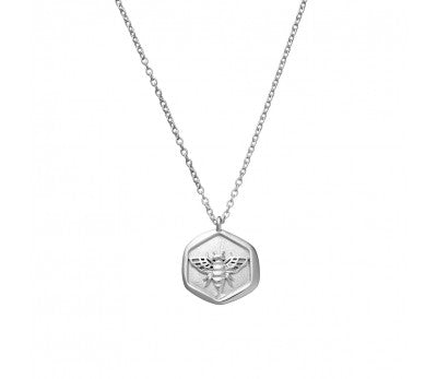 Silver Hexagon Bee Necklace