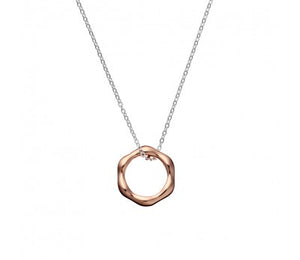 Silver Necklace with Floating Hexagon Rose Plated Pendant