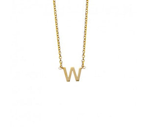 Petite W Initial Gold Plate Necklace