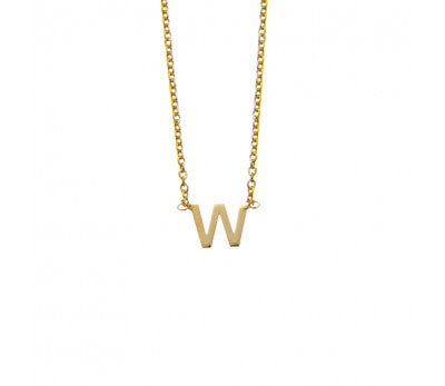 Petite W Initial Gold Plate Necklace