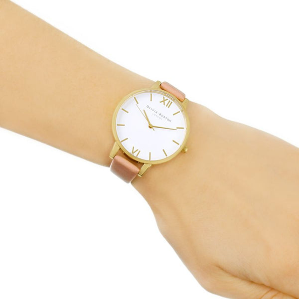 Contemporary Big Dial Pink & Yellow Gold Watch