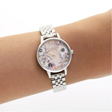 Load image into Gallery viewer, Silver Rose Quartz Poppy Floral Watch
