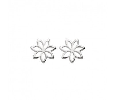 Silver Open Flower Stud Earrings