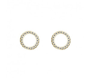 Open Circle Cubic Zirconia Gold Stud Earrings