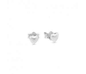 Small Silver Puff Heart Stud Earrings