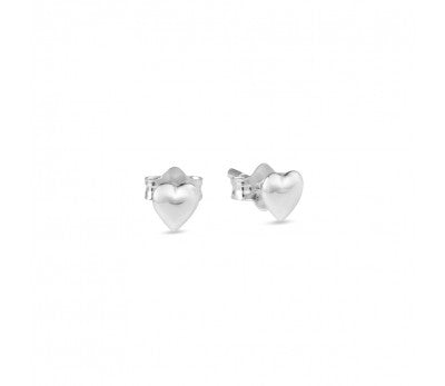 Small Silver Puff Heart Stud Earrings