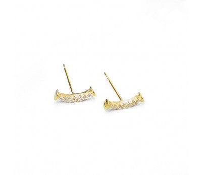 Gold Cubic Zirconia bar Stud Earrings