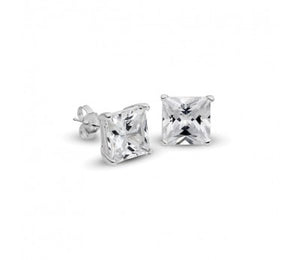 4mm Square Cubic Zirconia Stud Earrings