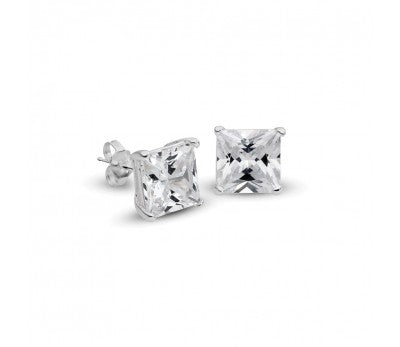 4mm Square Cubic Zirconia Stud Earrings