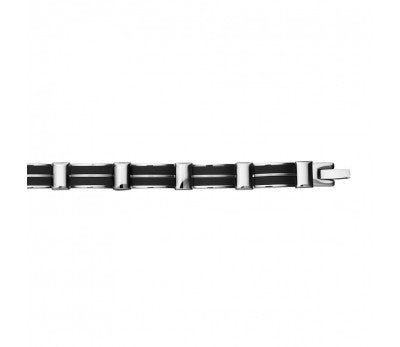 Men's Black & Stainless Steel Bracelet