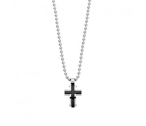 Men's Black  Stainless Steel Cross Necklace