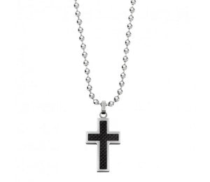 Men's Black & Stainless Steel Cross Necklace