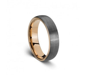 Men's Tungsten Ring with Rose Inlay