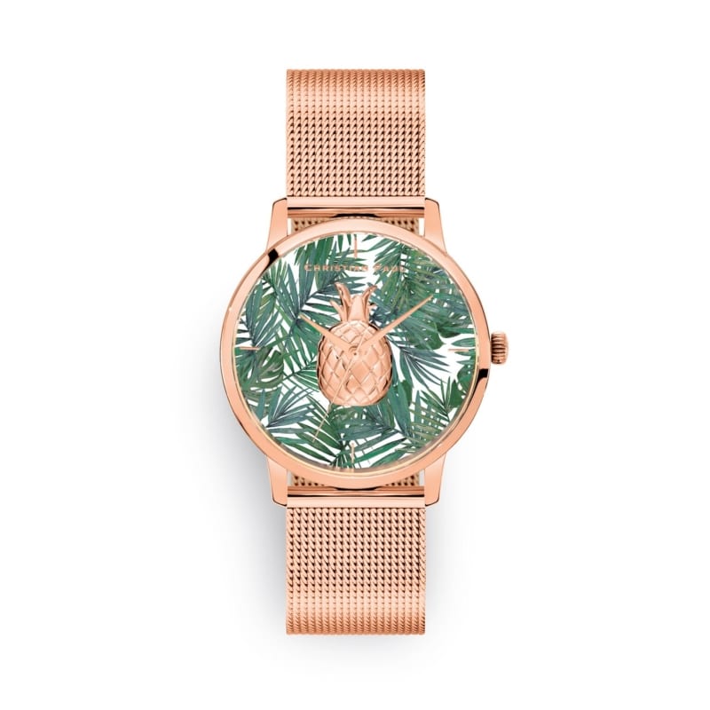 Olive Rose Gold Mesh Pineapple Watch